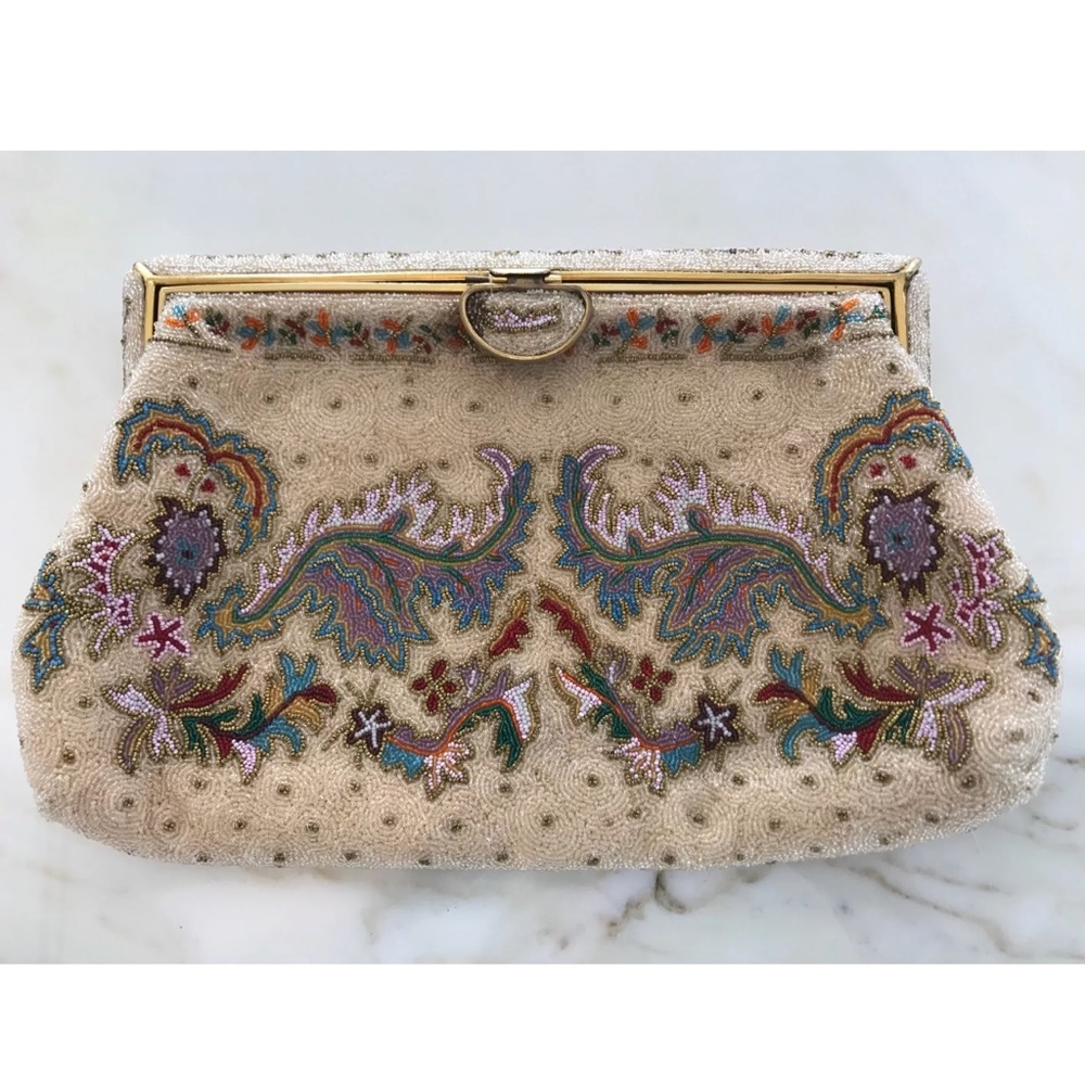 BASS BY JOSEF VINTAGE HANDMADE BEADED CLUTCH